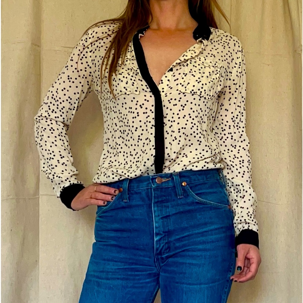 Anthropologie Maeve polka dot blouse